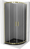 Mexen Rio полукръгла душ кабина 80 x 80 см, графит, злато + корито Flat, черно