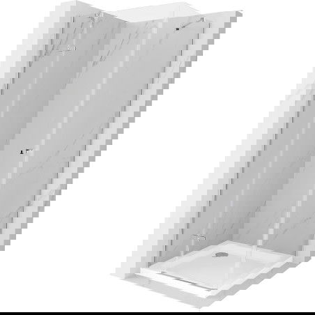 Mexen Roma душ кабина с отваряща врата 80 x 80 см, прозрачна, хромирана + плосък поддушови корито - 854-080-080-01-00-4010