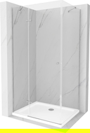 Mexen Roma душ кабина отваряне 110 x 80 см, прозрачен, хром + душ корито Flat - 854-110-080-01-00-4010