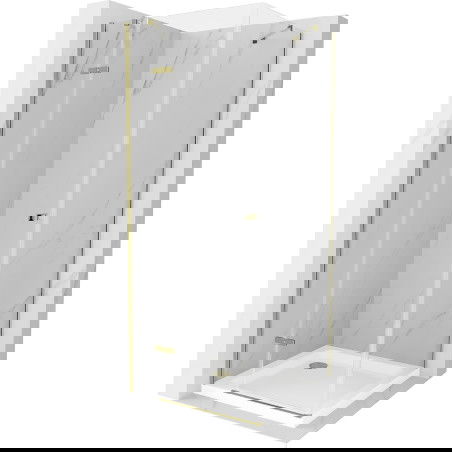 Мексен Рома душ кабина с панти 80 x 80 см, прозрачен, златен + душ платформа Flat - 854-080-080-50-00-4010