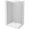 Mexen Roma душ кабина с отваряща се врата 70 x 80 см, прозрачна, златна + улей Flat - 854-070-080-50-00-4010