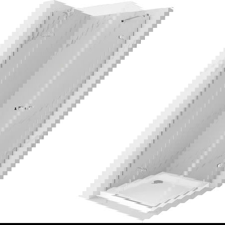 Mexen Roma Duo кабина за душ с врата, 100 x 100 см, прозрачна, хром + корито Flat - 854-100-100-01-02-4010