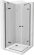 Mexen Roma Duo душ кабина отваряем 80 x 80 см, прозрачен, черен + под Shower Flat - 854-080-080-70-02-4010B