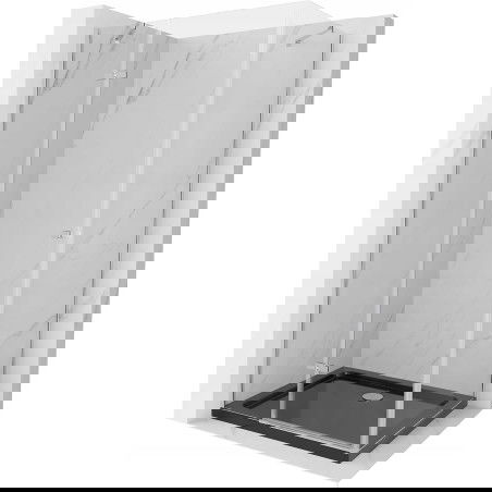 Mexen Roma накланяща се душ кабина 80 x 100 см, прозрачна, хромирана + корито Flat, черно - 854-080-100-01-00-4070