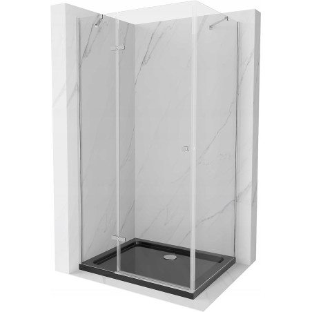 Mexen Roma отваряема душ кабина 120 x 90 см, прозрачна, хром + душ тава Flat, черна
