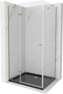 Mexen Roma люлееща се душ кабина 120 х 90 см, прозрачна, златна + корито Flat,