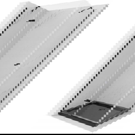 Mexen Roma душ кабина с отваряеми врати 80 x 100 см, прозрачна, черна + поддушово корито Flat, черно - 854-080-100-70-00-4070B