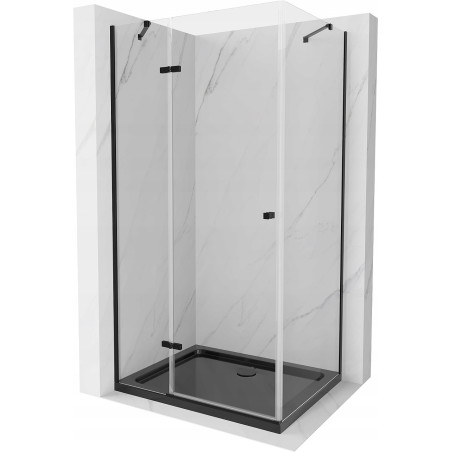 Mexen Roma люлееща се душ кабина 90 x 120 см, прозрачна, черна + поддушкa Flat,