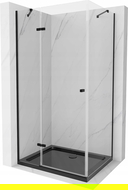 Mexen Roma душ кабина с отваряеми врати 90 x 120 см, прозрачна, черна + Flat под, черен - 854-090-120-70-00-4070B