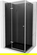 Mexen Roma душ кабина отваряема 100 x 80 см, графит, хром + под душ Flat, черен - 854-100-080-01-40-4070