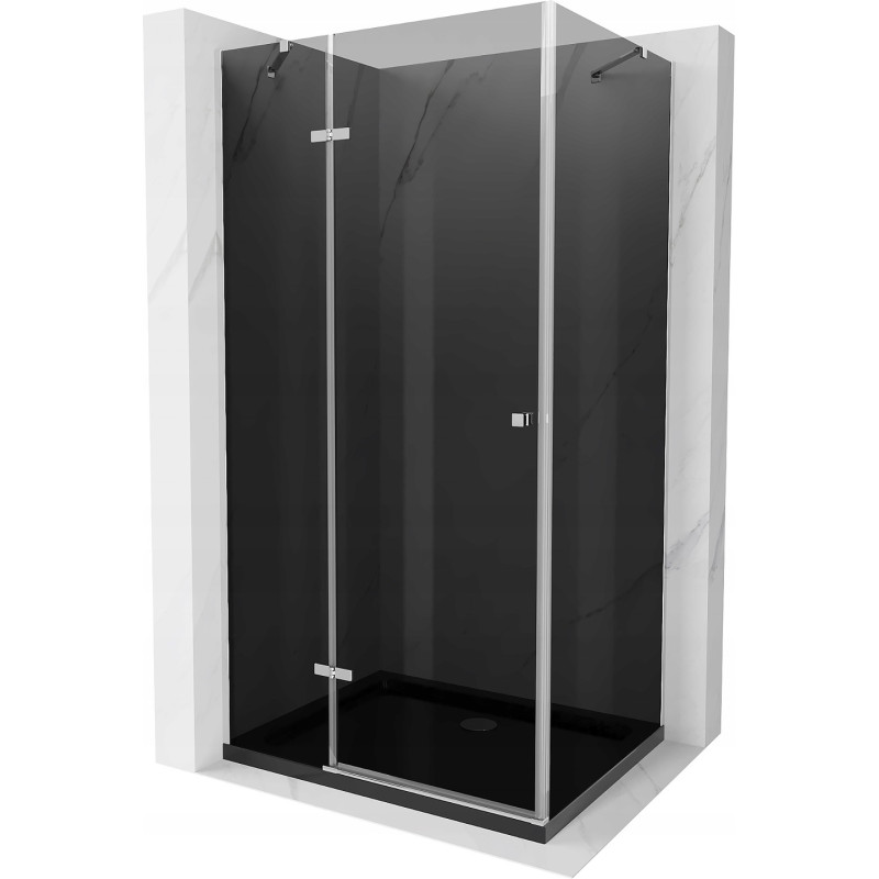 Mexen Roma отваряема душ кабина 120 x 90 см, графит, хром + поддушова плоча Flat,