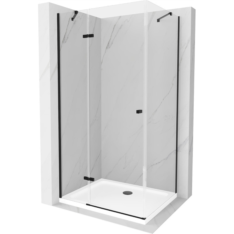 Mexen Roma люлка душ кабина 100 x 70 см, прозрачна, черна + тава Flat, бяла