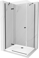 Mexen Roma люлееща се душ кабина 100 x 90 см, прозрачна, черна + душ корито Flat,