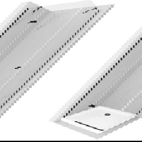 Mexen Roma двукрилен душ кабина 120 x 70 см, прозрачна, черна + корито Flat, бяло