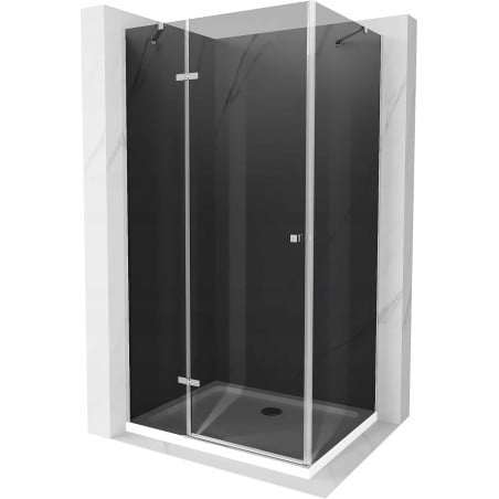 Mexen Roma отваряща се душ кабина 70 x 100 см, графит, хром + дъно Flat, бяло - 854-070-100-01-40-4010