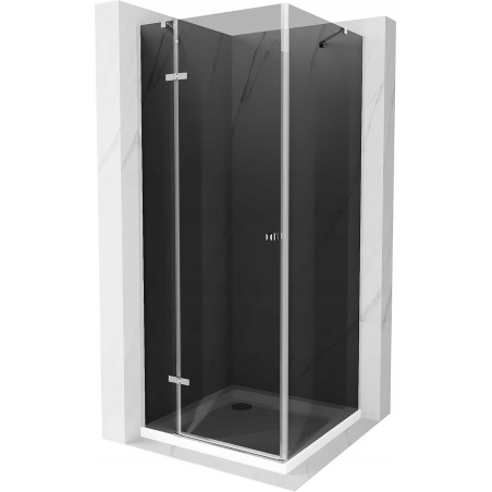 Mexen Roma отваряща се душ кабина 80 x 80 см, графит, хром + поддушник Flat, бял