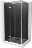 Mexen Roma Душ кабина с врата 90 x 80 см, графит, хром + поддушово корито Flat,