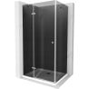 Mexen Roma душ кабина с отваряща се врата 100 x 70 см, графит, хром + корито Flat, бяло - 854-100-070-01-40-4010
