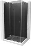 Mexen Roma отваряща се душ кабина 100 x 90 см, графит, хром + корито Flat, бял