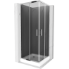 Mexen Rio квадратна душ кабина 80 x 80 см, графит, хром + корито Rio, бял - 860-080-080-01-40-4510
