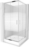 Mexen Rio квадратна душ кабинка 90 x 90 см, райета, хром + поддън Rio, бял - 860-090-090-01-20-4510