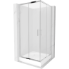 Mexen Rio квадратна душ кабина 90 x 90 cm, матиран, хром + поддушово корито Rio, бяло - 860-090-090-01-30-4510
