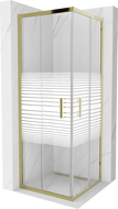 Mexen Rio квадратна душ кабина 70 x 70 см, бели ивици, златна - 860-070-070-50-20