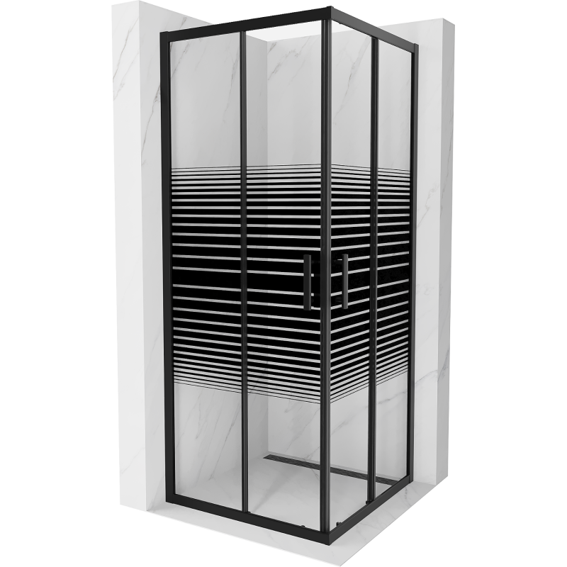 Mexen Rio квадратна душ кабина 80 x 80 см, черни ивици, черна - 860-080-080-70-20