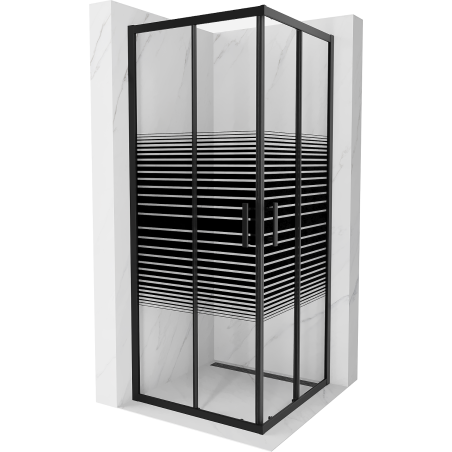 Mexen Rio квадратна душ кабина 80 x 80 см, черни ивици, черна - 860-080-080-70-20
