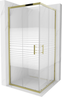 Mexen Rio квадратна душ кабина 90 x 90 см, бели ленти, златна - 860-090-090-50-20
