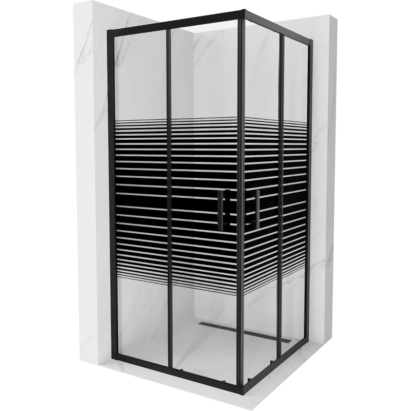 Mexen Rio квадратна душ кабина 90 x 90 см, черни ленти, черна - 860-090-090-70-20