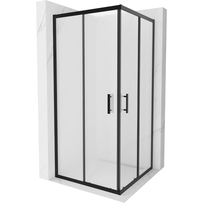 Mexen Rio квадратна душ кабина 90 x 90 см, матирано, черна - 860-090-090-70-30