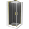 Mexen Rio квадратна душ кабина 80 x 80 см, графит, злато + душ подложка, бял