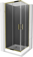 Mexen Rio квадратна душ кабина 80 x 80 см, графит, злато + душ подложка, бял