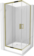 Mexen Rio квадратна душ кабина 90 x 90 cm, прозрачна, златиста + бял душ корито Rio - 860-090-090-50-00-4510