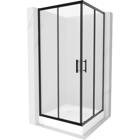 Mexen Rio квадратна душ кабина 90 х 90 см, матирано, черно + душ корито, бяло