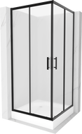 Мекзен Рио квадратна душ кабина 90 x 90 см, матирана, черна + корито Рио, бяло - 860-090-090-70-30-4510