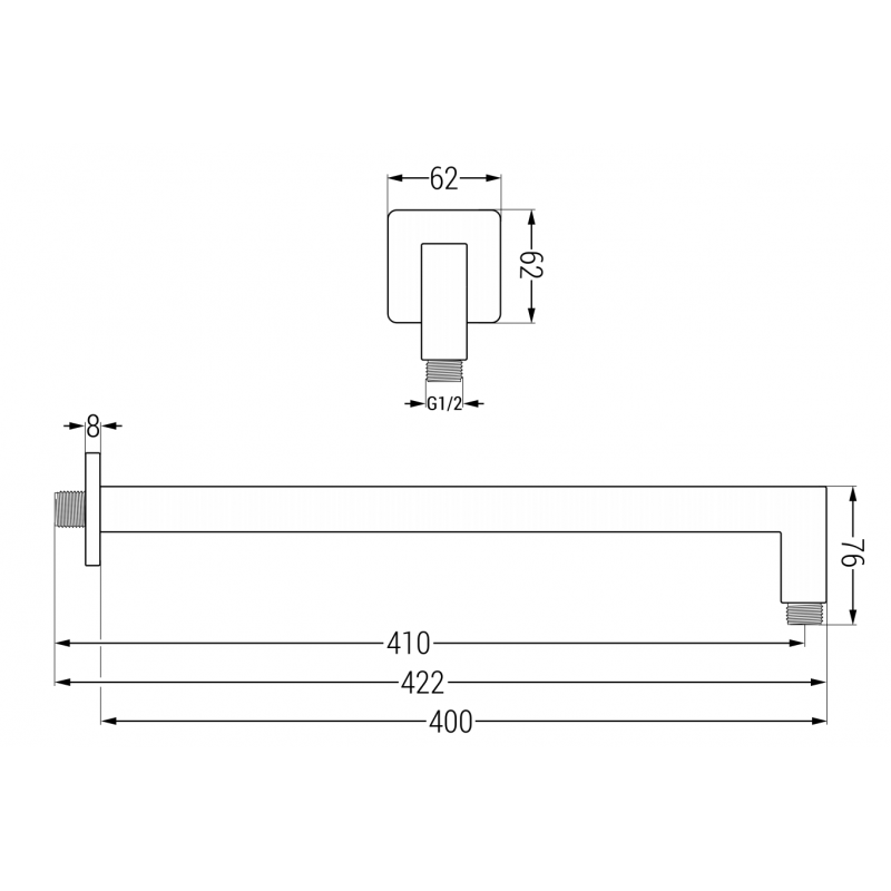 Mexen стенно рамо за душ 40 см хром - 79114-00