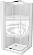 Mexen Rio квадратна душ кабинка 80 x 80 см, линии, хром + поддън Flat, бял - 860-080-080-01-20-4010