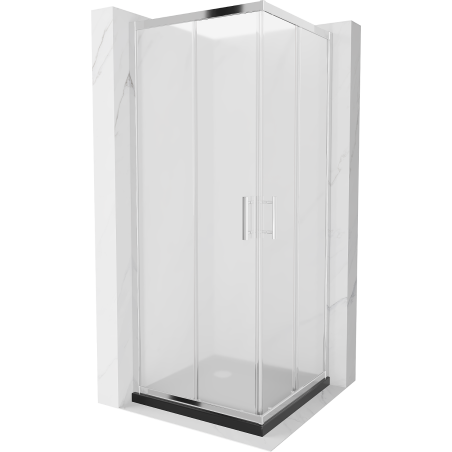 Mexen Rio Квадратна душ кабина 80 x 80 см, мат, хром + поддушник Flat, черен