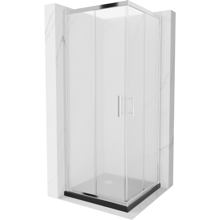 Mexen Rio квадратна душ кабина 90 x 90 см, матирана, хром + вана Flat, черна