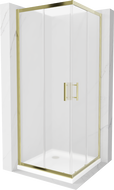 Mexen Rio квадратна душ кабина 80 x 80 см, матирана, златна + бял корито Flat - 860-080-080-50-30-4010G