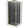 Mexen Rio квадратна душ кабина 80 x 80 см, графит, злато + корито Flat, бяло