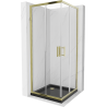 Мексен Рио квадратна душ кабина 90 x 90 см, прозрачна, златна + корито На, черно - 860-090-090-50-00-4070G