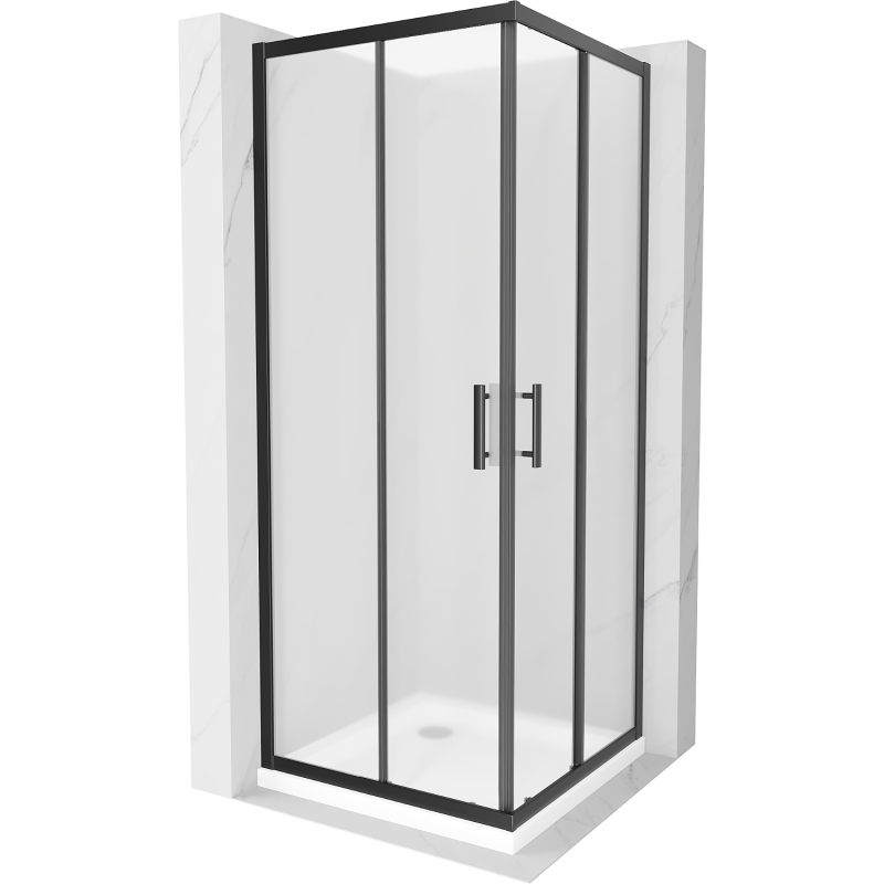 Mexen Rio квадратна душ кабина 90 x 90 см, мразоустойчива, черна + плосък