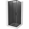 Mexen Rio квадратна душ кабина 80 x 80 см, графит, черна + тава Flat, бяла
