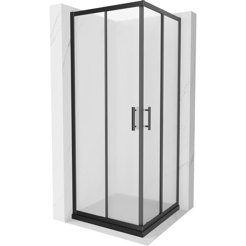 Mexen Rio квадратна душ кабина 90 x 90 см, матирана, черна + Flat поддушово