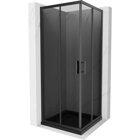 Мексен Рио квадратна душ кабина 90 x 90 см, графит, черна + плосък под, черен - 860-090-090-70-40-4070B