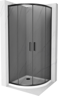 Mexen Rio душ кабина полуокръгла 90 x 90 см, графит, черна + поддон Flat, бял - 863-090-090-70-40-4110B
