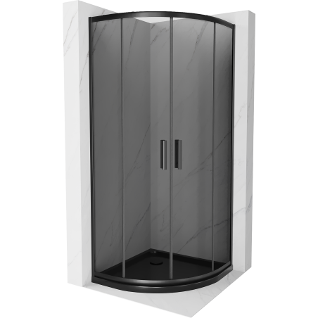 Mexen Rio полукръгла душ кабина 90 x 90 см, графит, черна + тава Flat, черна